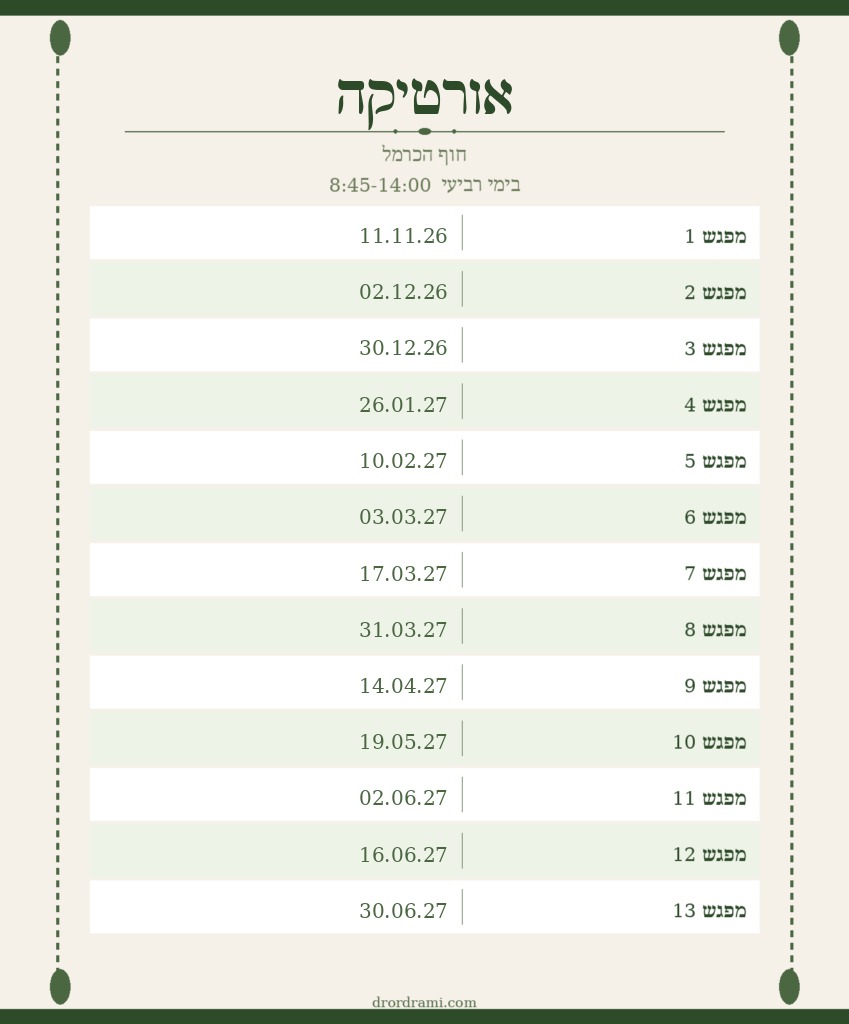 תאריכי המפגשים בקורס לקטי רפואה